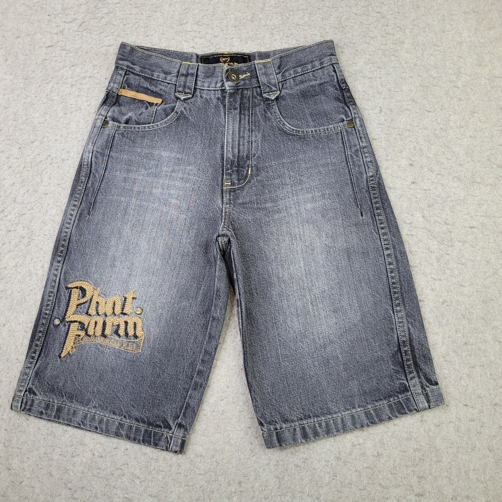 Vintage Y2K Phat Farm Shorts Boys Youth Size 10 Gray Logo Baggy Streetwear